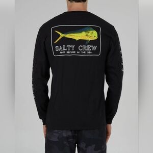 NWT Salty Crew Golden Mahi Premium Black Long Sleeve Tee Men's L Orig $33